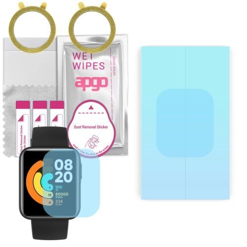2x folia ochronna hydrożelowa do Xiaomi Mi Watch Lite - apgo HD HQ FLEX Smartwatch Hydrogel Protection Ochrona na ekran smartwatcha