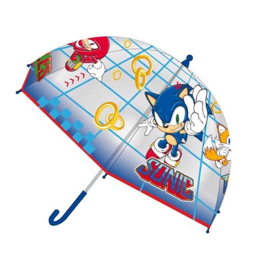Sonic Bubble Parasol - Ręczne otwieranie - Kolor niebieski - Nadruk z Sonic i przyjaciółmi - Wykonany w 100% z POE o strukturze z włókna szklanego - Oryginalny produkt zaprojektowany w Hiszpanii,