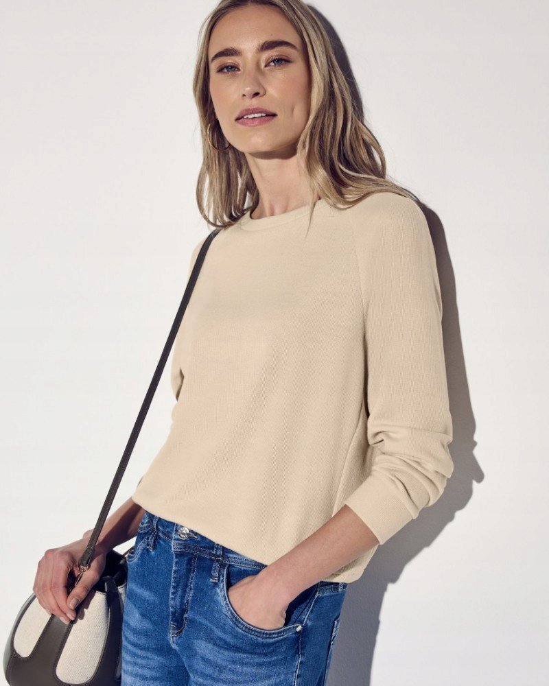 STREET ONE BEŻOWY SWETER DAMSKI Z DŁUGIM RĘKAWEM 38 17CA