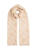 Apaszki i szaliki damskie - Tommy Hilfiger Damski szalik tkany z wełną Kobiety Wełna beżowy|brązowy wzorzysty, ONE SIZE - miniaturka - grafika 1