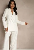Komplety damskie - Biały Garnitur Spodnie i Marynarka z Usztywnionymi Ramionami Sonavienna - miniaturka - grafika 1