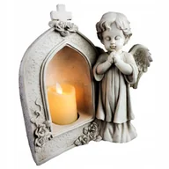 Lampiony i znicze - ANIOŁ STRÓŻ Z KAPLICZKĄ I ŚWIECĄ LED ZNICZ LED NA GRÓB - miniaturka - grafika 1