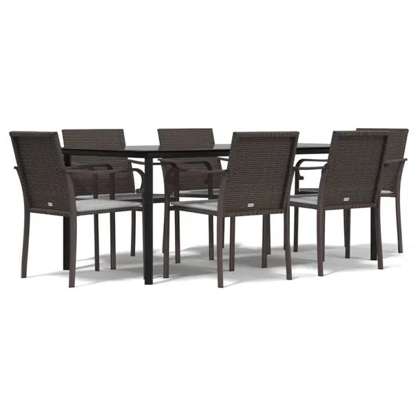 Zestaw mebli ogrodowych rattan PE brązowy 6 krzeseł + stół 200x100 cm