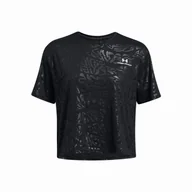 Koszulki sportowe damskie - Koszulka damska Under Armour Rush Energy Emboss Crop SS Rozmiar: L / Kolor: czarny/biały - miniaturka - grafika 1