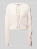 Swetry damskie - Kurtka z dzianiny z wiązaniem - miniaturka - grafika 1