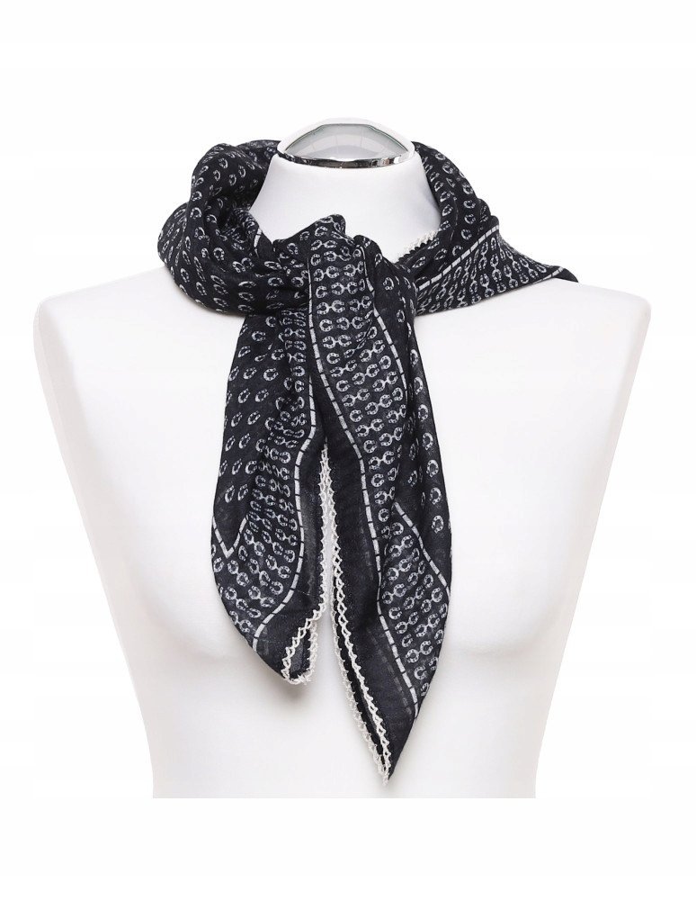 APASZKA CHUSTA DAMSKA VINTAGE RETRO DELIKATNA WIOSENNA JESIENNA MODNA MORAJ BLACK