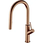 Baterie umywalkowe - Omnires Bend bateria kuchenna z wyciąganą wylewką miedź szczotkowana BE6455CPB | - miniaturka - grafika 1