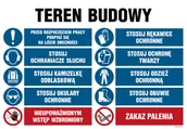 Tablice BHP - OI016 TEREN BUDOWY, PRZED ROZPOCZĘCIEM PRACY PODPISZ SIĘ NA LIŚCIE OBECNOŚCI, STOSUJ RĘKAWICE OCHRONNE, ST, PN - PŁYTA PCV 1MM; (1000X750MM) - miniaturka - grafika 1