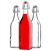 Domowy wyrób alkoholu - BUTELKA SZKLANA BUTELKI SZKLANE 1L 1000 ml NA NALEWKI WINO 3 szt Z KORKIEM - miniaturka - grafika 1