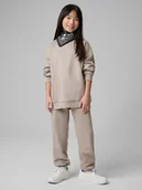 Bluzy dla dziewczynek - 4F Komplet dresowy dziewczęcy - beżowy 158/164 (12-14 lat) - miniaturka - grafika 1