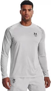 Koszulki sportowe męskie - Under Armour Print Long Sleeve Shirt Men, szary XL 2022 Koszulki do biegania długi rękaw - grafika 1