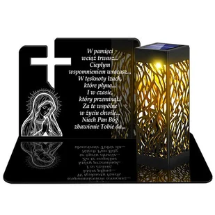 ZNICZ SOLARNY LED WIECZNY PODSTAWKA NA CMENTARZ GRÓB lampka Krzyż 3D - Lampiony i znicze - miniaturka - grafika 1