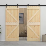 Drzwi wewnętrzne - Drzwi przesuwne z osprzętem, 80x210 cm, lite drewno sosnowe | 3057580 VIDAXL - miniaturka - grafika 1