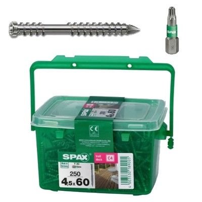 Wkręty do desek tarasowych Spax C4 4,5 x 60 mm SREBRNE 250 szt.