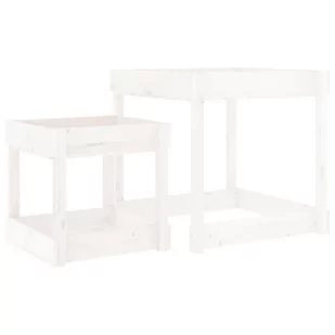 Stoliki piaskownice, 2 szt., białe, lite drewno sosnowe Lumarko! - Place zabaw - miniaturka - grafika 3