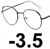 Okulary korekcyjne, oprawki, szkła - Okulary metal korekcyjne minusy kocie uszy -3.5 - miniaturka - grafika 1