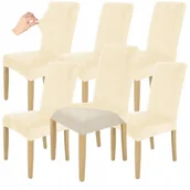 Pokrowce na meble - ZESTAW 6SZT. POKROWIEC NA KRZESŁO ECRU WELUR ELASTYCZYNY - miniaturka - grafika 1