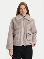 Płaszcze damskie - Rinascimento Futro CFC0122227003 Szary Regular Fit - miniaturka - grafika 1