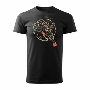 Koszulki sportowe męskie - Topslang, Koszulka męska dla wędkarza wędkarska fishing, czarna, regular, rozmiar XXL - grafika 1