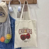 Torebki damskie - TEMU Torba z płótna wiśni - Minimalistyczny duży torba do zakupów z nadrukiem wiśni, bez podszewki, unisex, do pracy, trwały uchwyt na ramię, bez - miniaturka - grafika 1