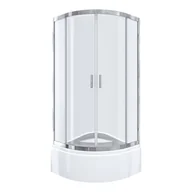 Kabiny prysznicowe - Kabina prysznicowa NAMELESS Durasan 80x80 chrom półokrągła z wysokim brodzikiem zestaw 1szt. - miniaturka - grafika 1