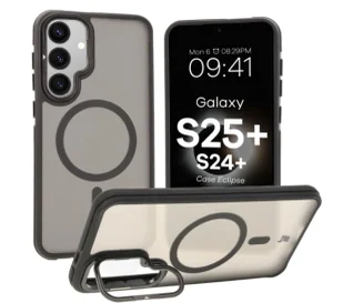 Bizon Etui z podstawką i pierścieniem magnetycznym Case Eclipse do Galaxy S25 Plus, przydymione z czarną ramką - Etui i futerały do telefonów Bizon Etui z podstawką i pierścieniem magnetycznym Case Eclipse do Galaxy S25 Plus, przydymione z czarną ramką - Etui i futerały do telefonów - miniaturka - grafika 1