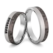 Obrączki ślubne - Obrączki srebrne z włóknem węglowym CARBON - Ag-530 - miniaturka - grafika 1