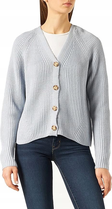 PIECES SWETER DAMSKI NIEBIESKI ZAPINANY NA GUZIKI KLASYCZNY M 6FA