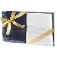 Ręczniki - Komplet ręczników w pudełku Blink 2 sztuki 50 x 90 cm biały + granatowy - miniaturka - grafika 1
