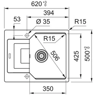 Franke Urban UBG 611-62 GSC Zlewozmywak granitowy jednokomorowy 62x50 cm czarny mat 114.0697.753 - Zlewozmywaki - miniaturka - grafika 2