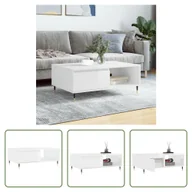 Ławy i stoliki kawowe - The Living Store stolik kawowy biały wysoki połysk 90x60x35 cm materiał drewnopochodny - miniaturka - grafika 1