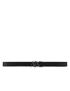 Paski - Armani Exchange Męski pasek z logo Split Leather Double Sided, Czarny/ciemny brąz, 34 - grafika 1
