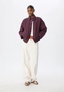 Stradivarius Pikowana kurtka Wiśniowy L - Kurtki damskie - miniaturka - grafika 1