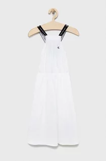 Sukienki - Calvin Klein Jeans Jeans sukienka bawełniana dziecięca kolor biały mini rozkloszowana - grafika 1