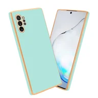 Etui i futerały do telefonów - Pokrowiec Do Samsung Galaxy NOTE 10 PLUS Etui w Glossy Miętowa Zielona - Złoto TPU Silikonowe Obudowa Case Cover Cadorabo - miniaturka - grafika 1