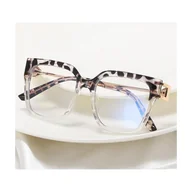 Okulary korekcyjne, oprawki, szkła - Damskie kwadratowe okulary zerówki do komputera BLUE LIGHT z flexami 25130F - miniaturka - grafika 1