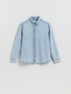 Koszule męskie - Reserved - Jeansowa koszula regular fit - niebieski - miniaturka - grafika 1
