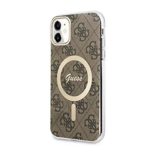 Guess GUHMN61H4STW iPhone 11 6.1" brązowy/brown hardcase 4G MagSafe - Etui i futerały do telefonów - miniaturka - grafika 1