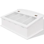 Akcesoria do sztućców - vidaXL vidaXL Pudełko na sztućce w stylu barokowym biały z MDF - miniaturka - grafika 1