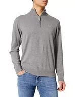 Swetry męskie - GANT Classic Cotton Half Zip Sweter Męski, Ciemnoszary Mieszany, XXL - miniaturka - grafika 1