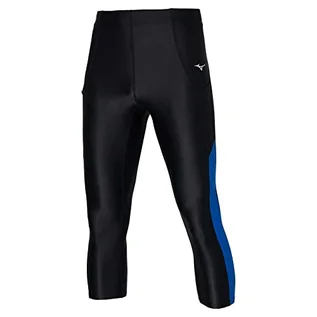 Legginsy - Mizuno Męskie legginsy Core 3/4, czarne/turkusowe, S, czarny/turkusowy, S - grafika 1