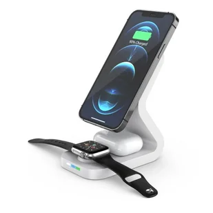 OEM Ładowarka Indukcyjna Qi 3w1 15w B16 Wspiera Ładowanie Z Magsafe Biała - Stacje dokujące do telefonów - miniaturka - grafika 1