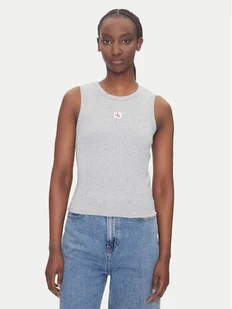 Calvin Klein Jeans Top LV047C201G Szary Slim Fit - Koszulki i topy damskie - miniaturka - grafika 1