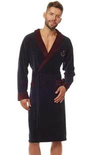 Elegancki szlafrok męski granatowy 9102, Kolor granatowy, Rozmiar 2XL, L&amp;L - Intymna - Szlafroki męskie - miniaturka - grafika 1