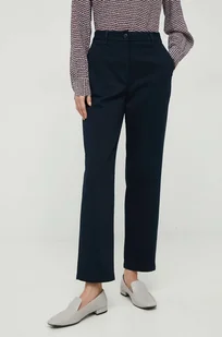 Tommy Hilfiger spodnie damskie kolor granatowy proste high waist - Spodnie damskie - miniaturka - grafika 1