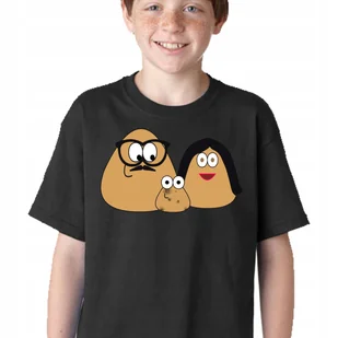 P179 KOSZULKA DZIECIĘCA POU GRA PREZENT JAKOŚĆ BAWEŁNA POU POU CZARNA 152 - Moda i Uroda OUTLET - miniaturka - grafika 1