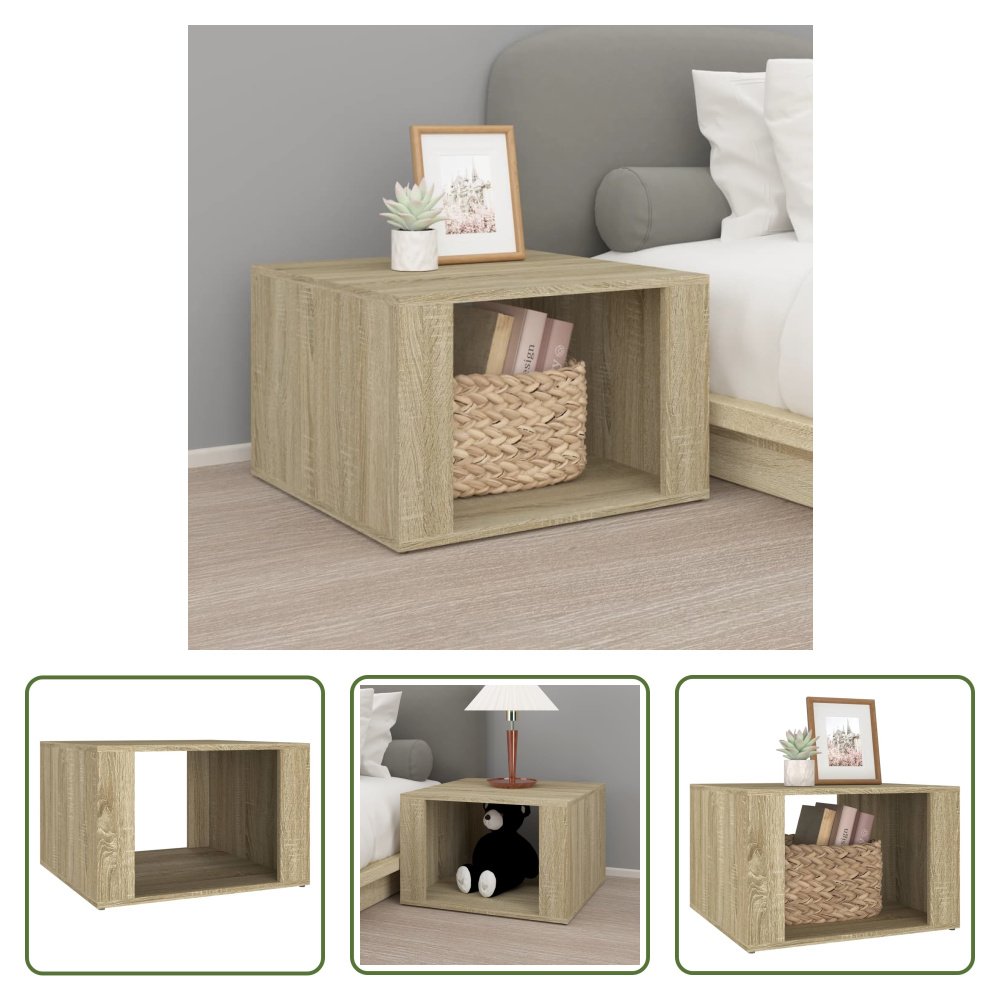 The Living Store szafka nocna dąb sonoma 57x55x36 cm materiał drewnopochodny