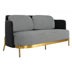 Materiałowa sofa glamour Venice KH1501100165 King Home pepitka ekoskóra czarny biały złoty - Sofy i kanapy - miniaturka - grafika 1