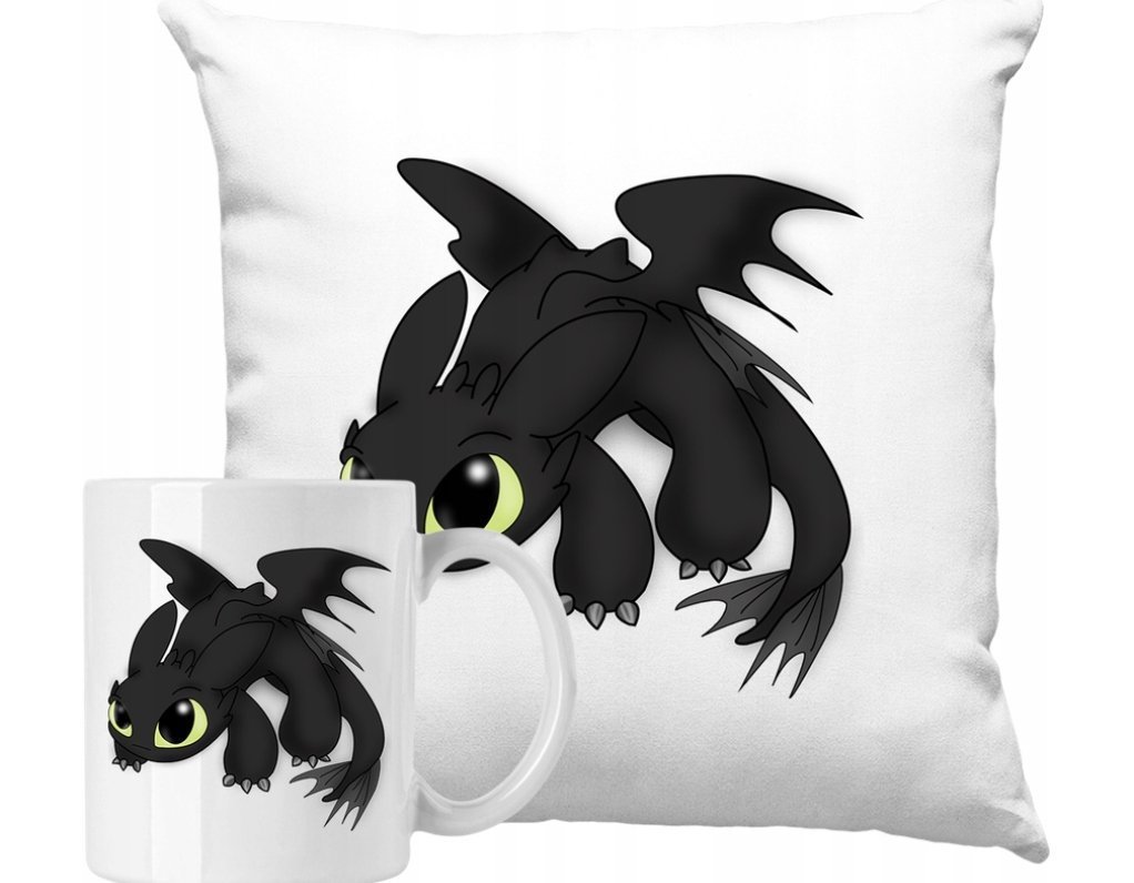 ZESTAW PODUSZKA + KUBEK Jak Wytresować Smoka Pomysł Na Prezent +IMIĘ #3