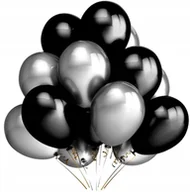 Wesele i ślub - Balony Srebrne Czarne 50szt Ślub Wesele Urodziny - miniaturka - grafika 1